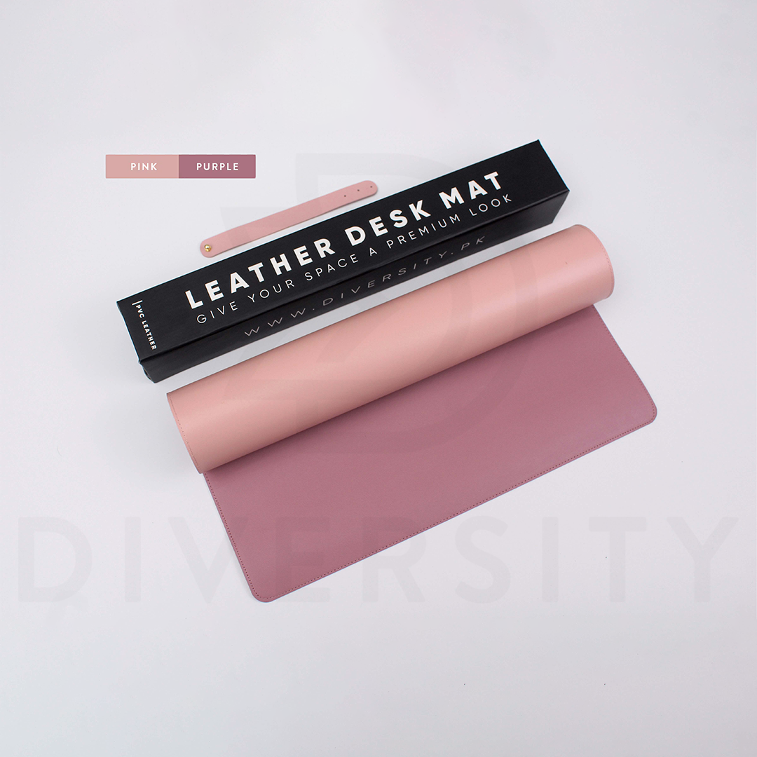 Double Sided Leather Desk Mat - PINK + PURPLE