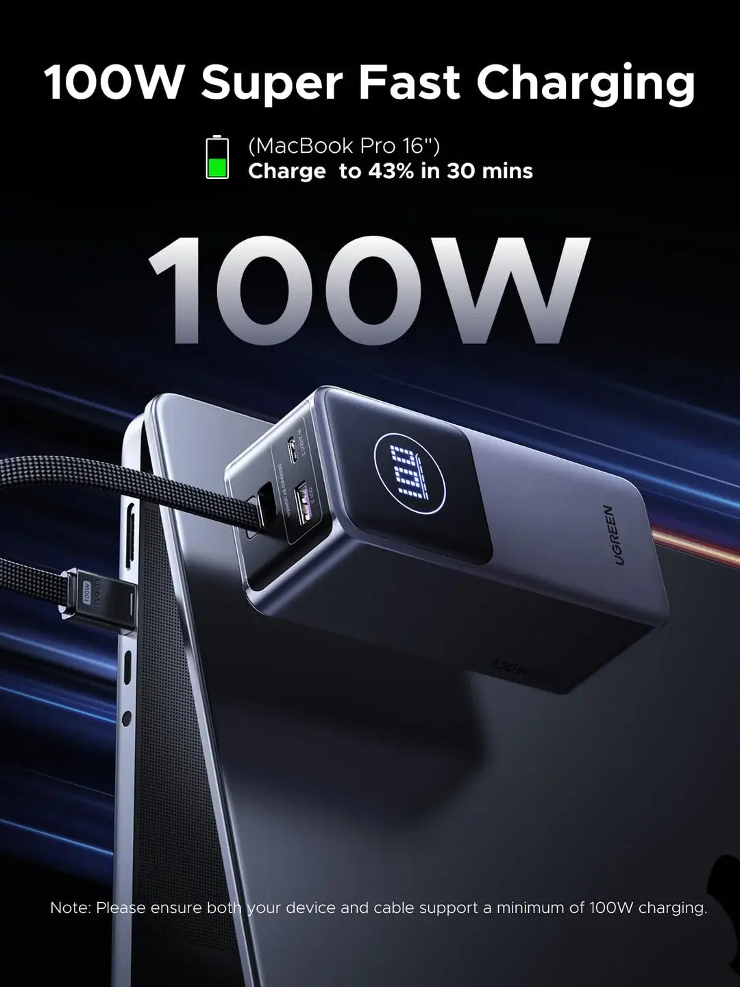 UGREEN Nexode 20000 mAh PD 130W Power Bank With TFT Smart Display