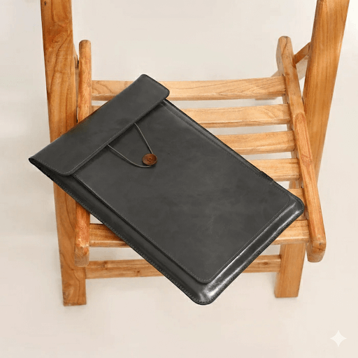 Modern Faux Leather Laptop Sleeve - Dark Grey