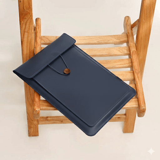 Modern Faux Leather Laptop Sleeve - Blue