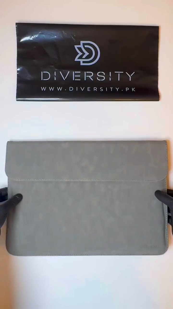 Premium Velvet Laptop Sleeve With Power Pouch - Matte Grey