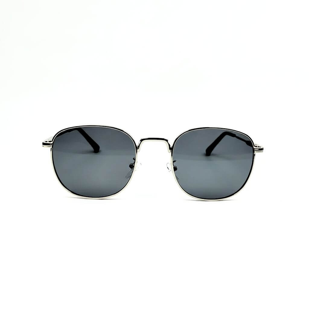 Modern Noir Round Sunglasses - Silver Black