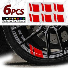 6 PCS Reflective Car Vinyl Rim Stickers