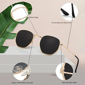 Unisex Hexagon Metal Frame Sunglasses