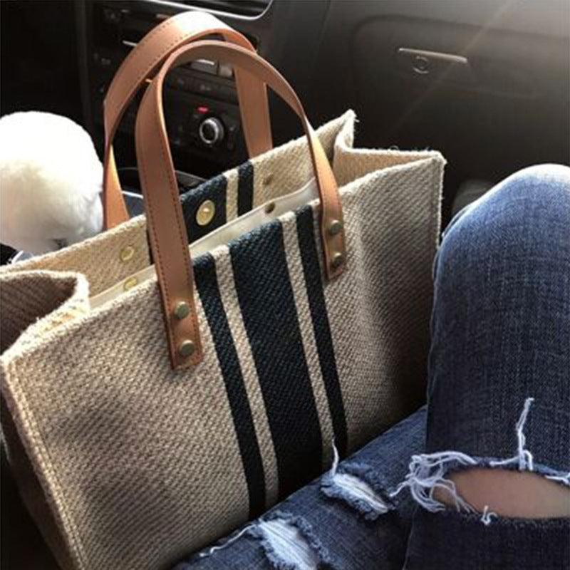 Women's Striped Canvas Handbag